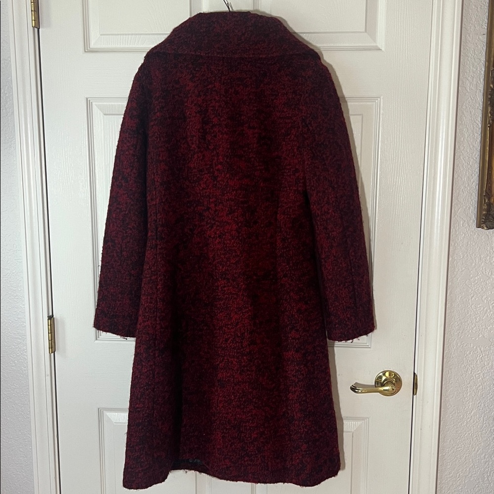 Ivanka Trump Red Burgundy & Black Pea‎ Coat Jacket, Sz Medium - Picture 3 of 7